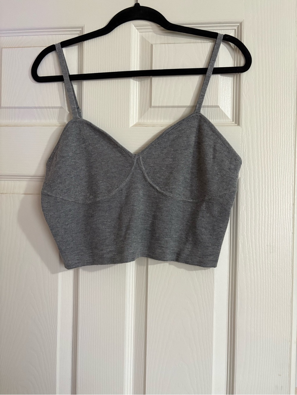 The Drop Catalina Sweater Bralette in Heather Gray